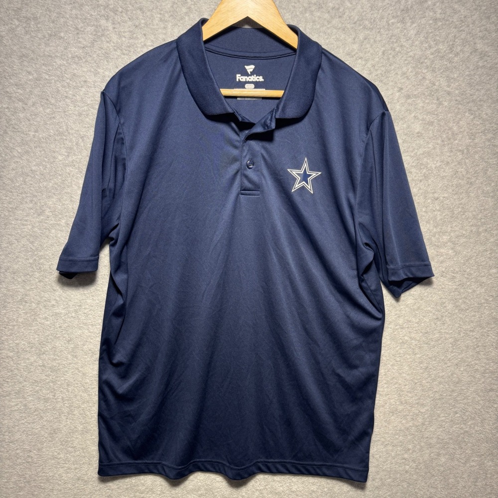 Fanatics Dallas Cowboys Mens Large Navy Blue Performance Polo Shirt NFL Football
